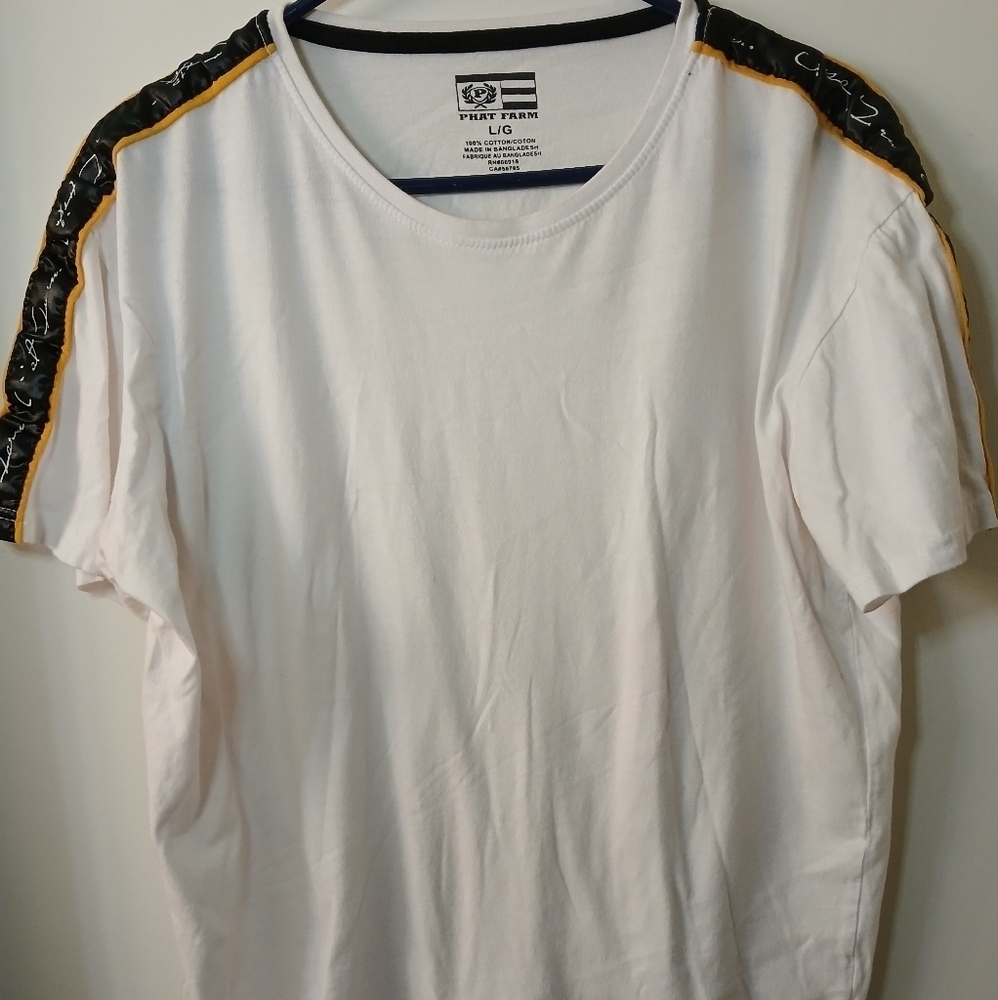 (#213) White Phat Farm Tee With Shoulder Decor Size Large